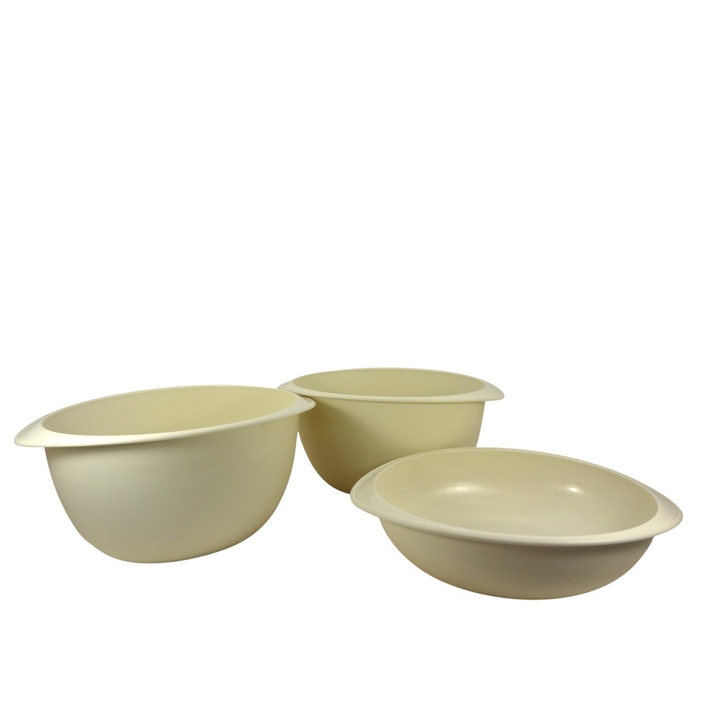 Tupperware Servalier Bowls Melamine Nesting Mixing‎ Bowl Set Oval Almond-no lids